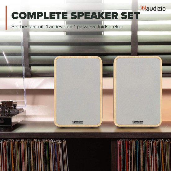 HiFi speakerset - Audizio KS10 - Actieve speaker set - HDMI ARC - Bluetooth - 120W - Lichte houtlook — afbeelding 2