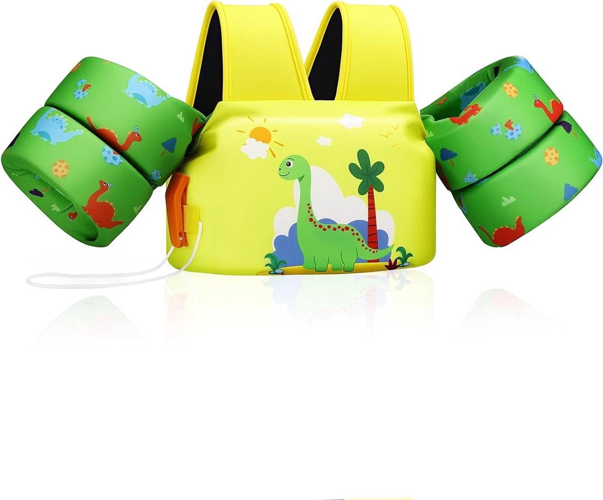 Zwemvest Kinderen – Zwemhulp Armbanden – Veilig Zwemmen Leren – Verstelbare Schouderbanden – 10-30 kg – Geelgroen