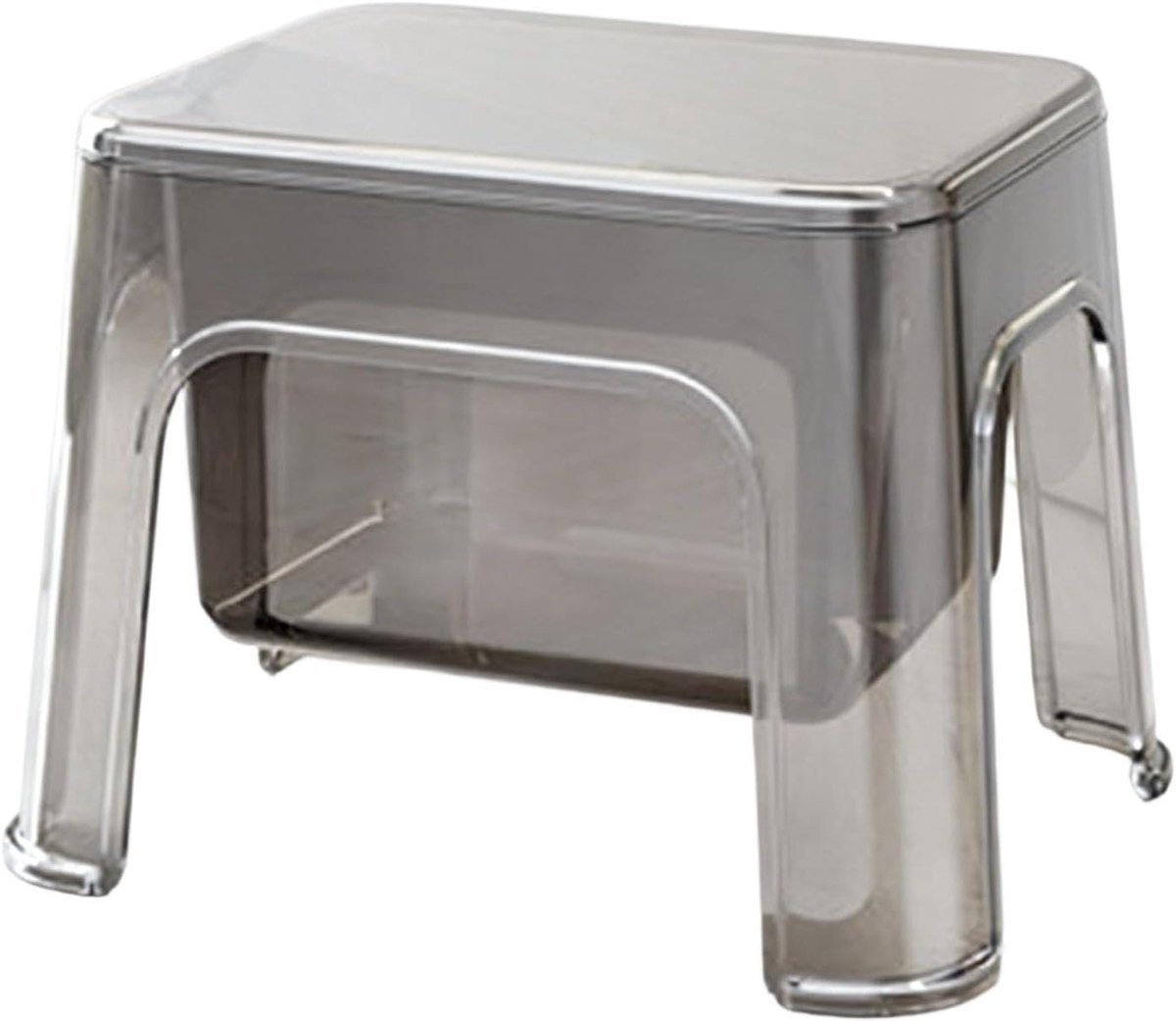 Douchekruk - Badkamerstoel - Comfortabel Zitten - Met Opbergruimte - 25 cm Hoog - Transparant