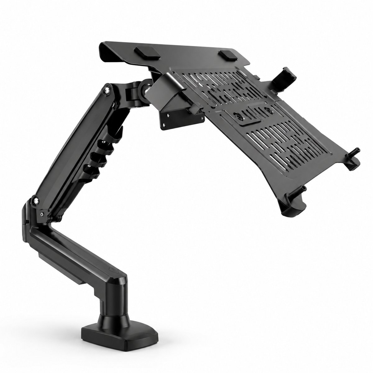 ITRONIQ Monitor Arm Met Laptop Standaard - Monitor Standaard - Verstelbaar met Gasveer - Bureau Klem - 10 Tot 17 Inch - Zwart