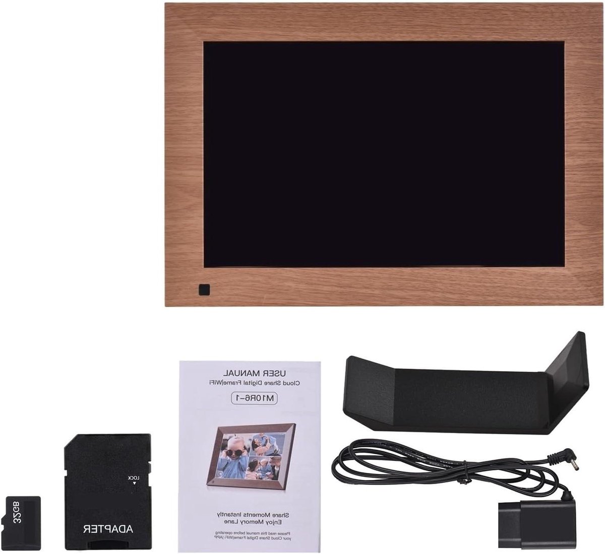 Digital Photo Frame 10 inch WiFi Digital Photo Frame Motion Sensor Smart 1280 * 800 IPS Touch Screen 16GB Storage (Add 32 TF Card)