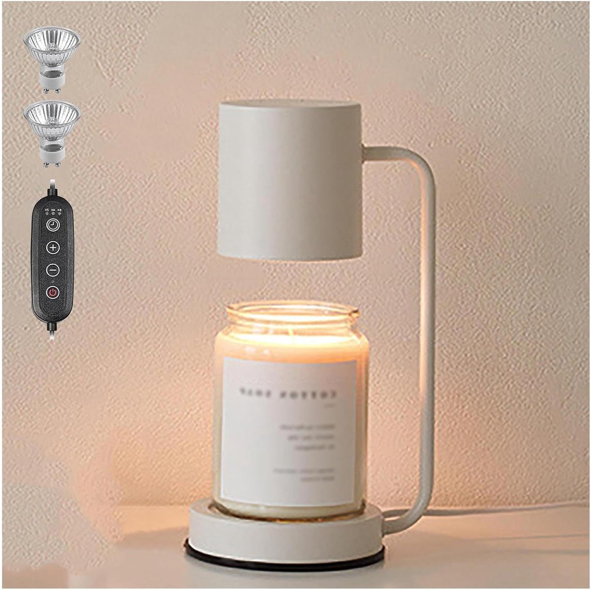 Kaars Warmer Lamp - Kaarsenwarmer Geurverspreider - Cre\ - Met Timer en Dimmer - 1 Stuk - Wit
