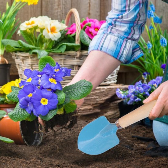 Tuinschep set - Handgereedschap set - Planten verpotten - Roestbestendig ijzer - 3 delig - Levendige kleuren — afbeelding 2