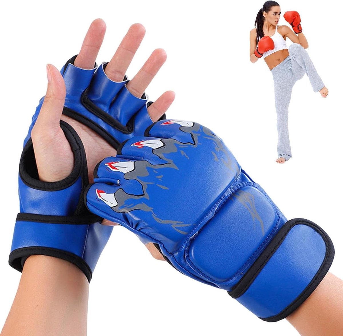 Bokshandschoenen - Trainingshandschoenen Vechtsport - Sparring en Training - Versterkte Stootkussens - Unisex - Blauw