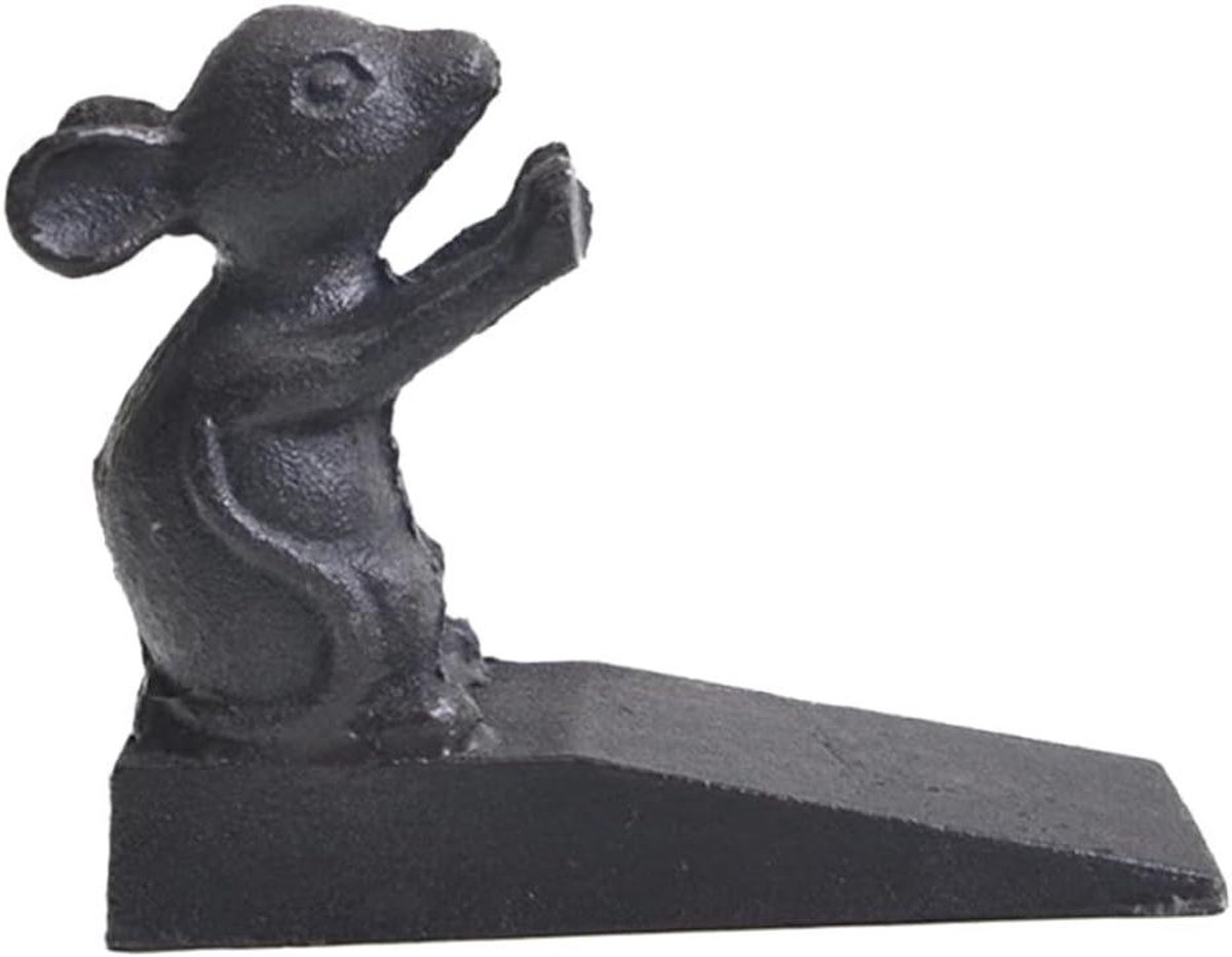 Deurstopper Muis - Deurwig Winddicht - Tocht Vrij Houden - Krasvrij Gebruik - 13.5x11.5cm - Zwart