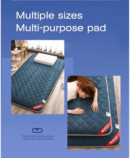 Japanse Futon Matras - Vloerligbedmatras Oprolbaar - Comfortabel Slapen - Huidvriendelijk Geschuurd Materiaal - 90x200cm - CC — afbeelding 4
