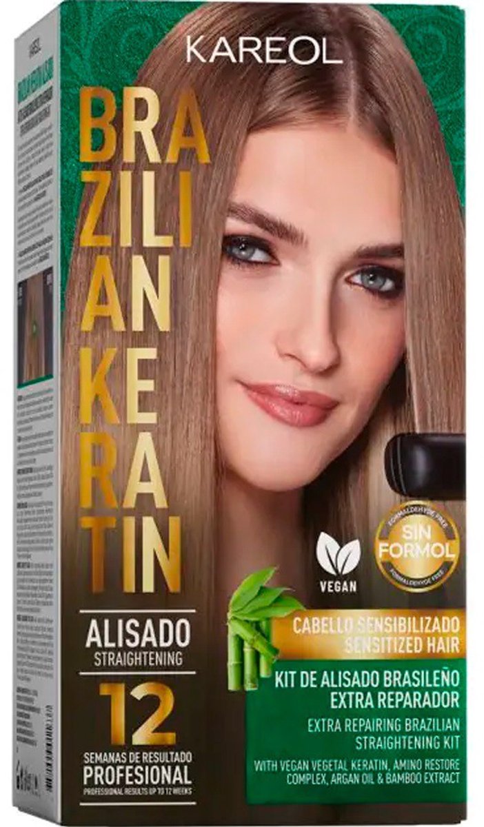 KAREOL Braziliaanse Extra Repairing Keratin Kit - Sensitive Hair - 12 Weken Met Vegan Vegetal Keratin