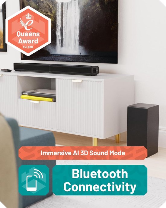 Oakcastle SB80 Xtra Bluetooth Split Soundbar - Afneembare Luidsprekers - Subwoofer - HMDI ARC - EQ-modi — afbeelding 3
