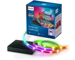Philips Smart Lighting - HDMI 2.0 Sync Box - 4K bij 60Hz - Inclusief RGBIC LED strip voor 55" tot 65" tv's - Synchroniseer je verlichting met je beeldscherm - Werkt met de WiZ app - Wifi - Entertainment starterkit