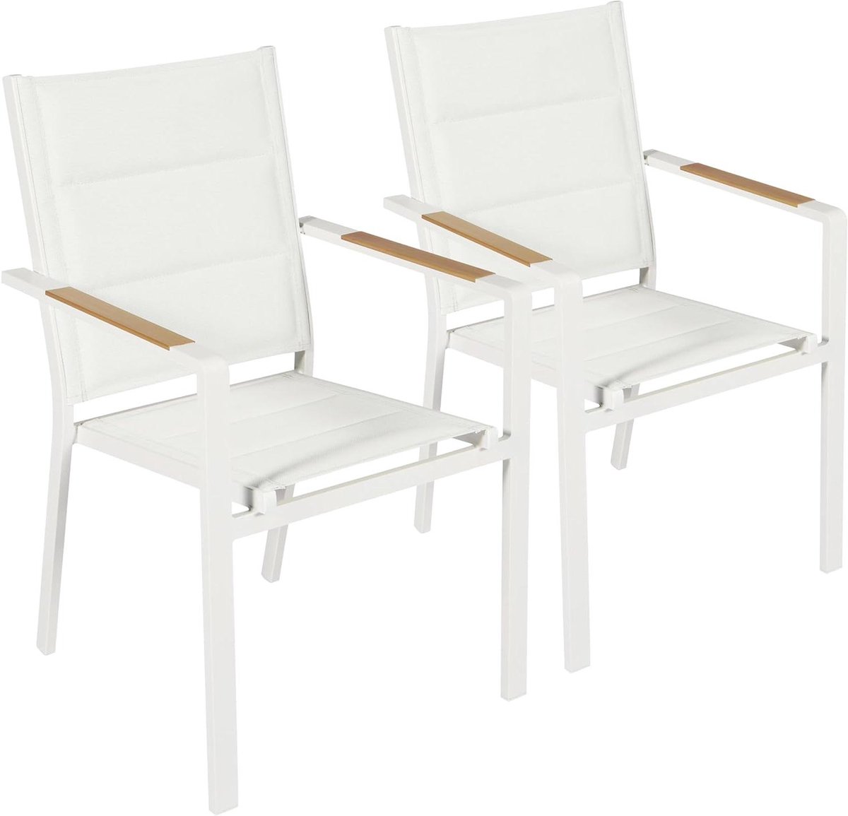Tuinstoelen Set - Buitenstoelen Comfort - Buiten Ontspannen - Aluminium Frame - 90 cm Hoog - Wit