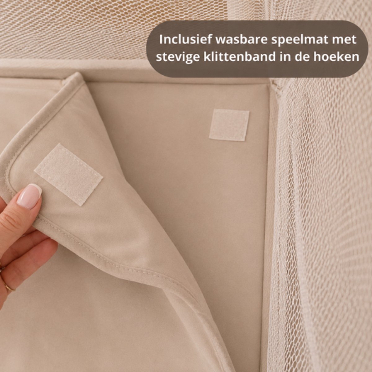 Broyari® Grondbox Baby 120x180 cm – Binnen 2 Seconden Inklapbaar – Inclusief Speelmat & 50 Speelballen – Opvouwbare Baby Speelbox – Kinderbox – Playpen – Beige thumbnail 3