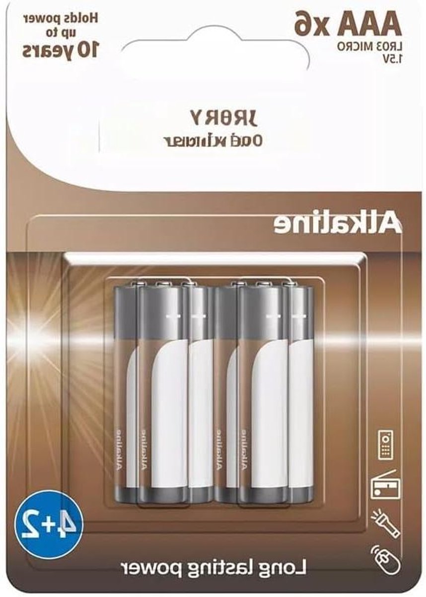 Batterijen Set - Alkaline Energie - Dagelijks Gebruik - 30% Meer Levensduur - 6 Stuks - Zilver