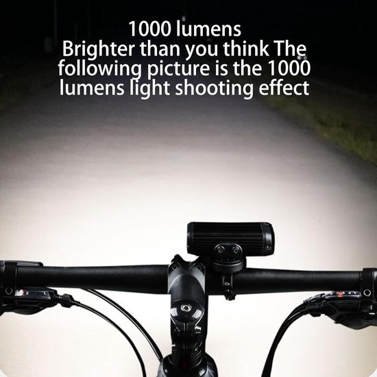 Fiets Koplamp - Oplaadbare Fietslamp - Nachtelijke Ritten - Groot- en Dimlicht - 1000 Lumen - Zwart — afbeelding 3