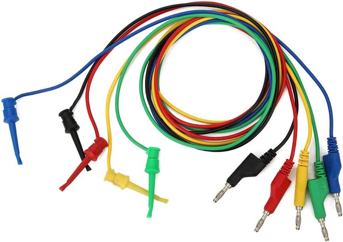 Meetsnoer Set - Testkabels - Elektrisch Testen - Stapelbare Stekkers - 5 stuks 1 meter - Multicolor