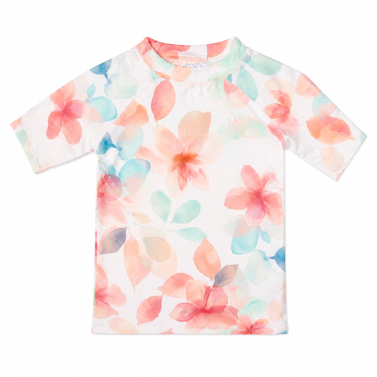Ducksday - UV-Zwemshirt voor kinderen - UV-werend UPF50+ - Rashguard met Korte mouwen - meisje - Bliss - Bloemen pastel - maat 14 jaar