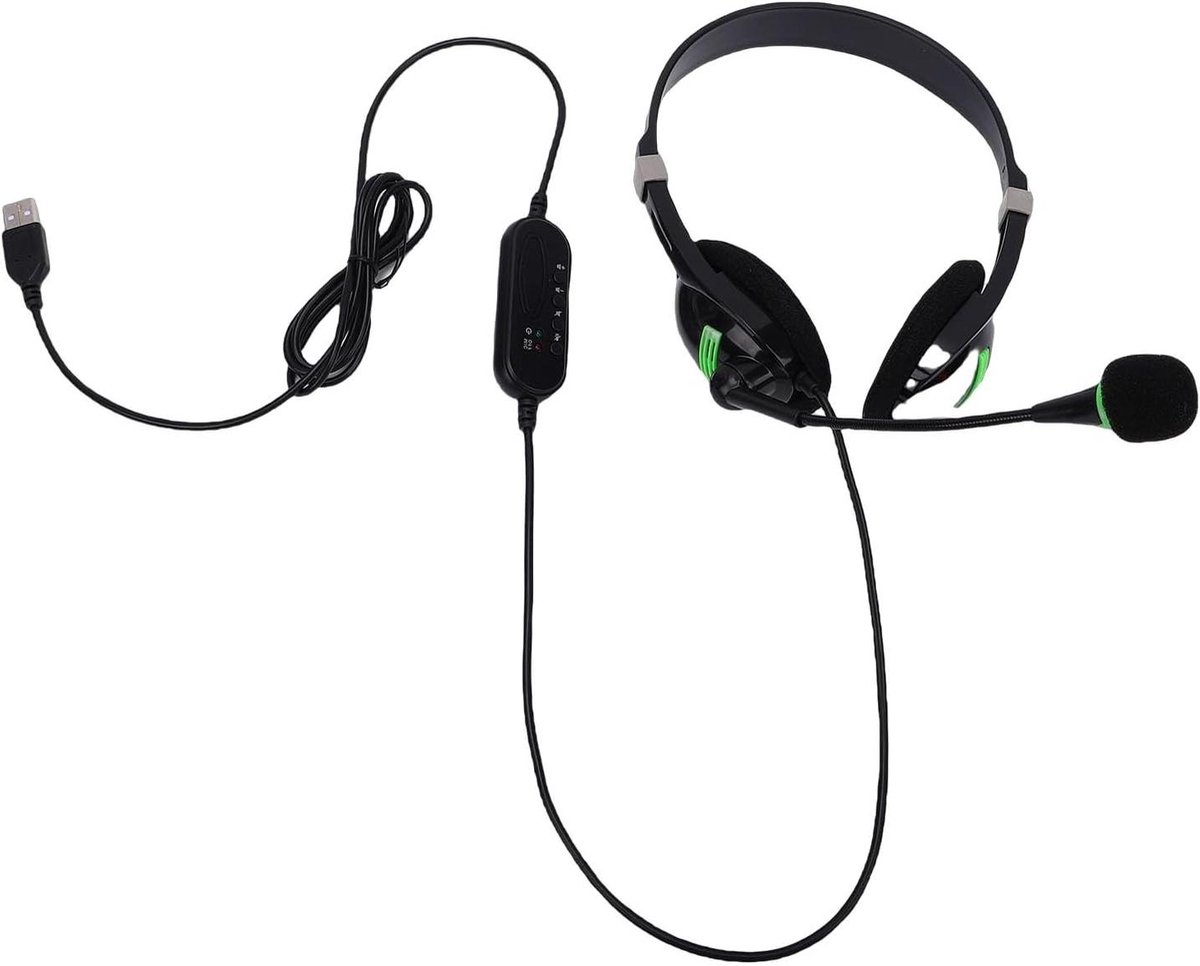 Bedrade Headset - USB Microfoon - Online Vergaderen - Ruisonderdrukkende Microfoon - 40mm Drivers - Zwart