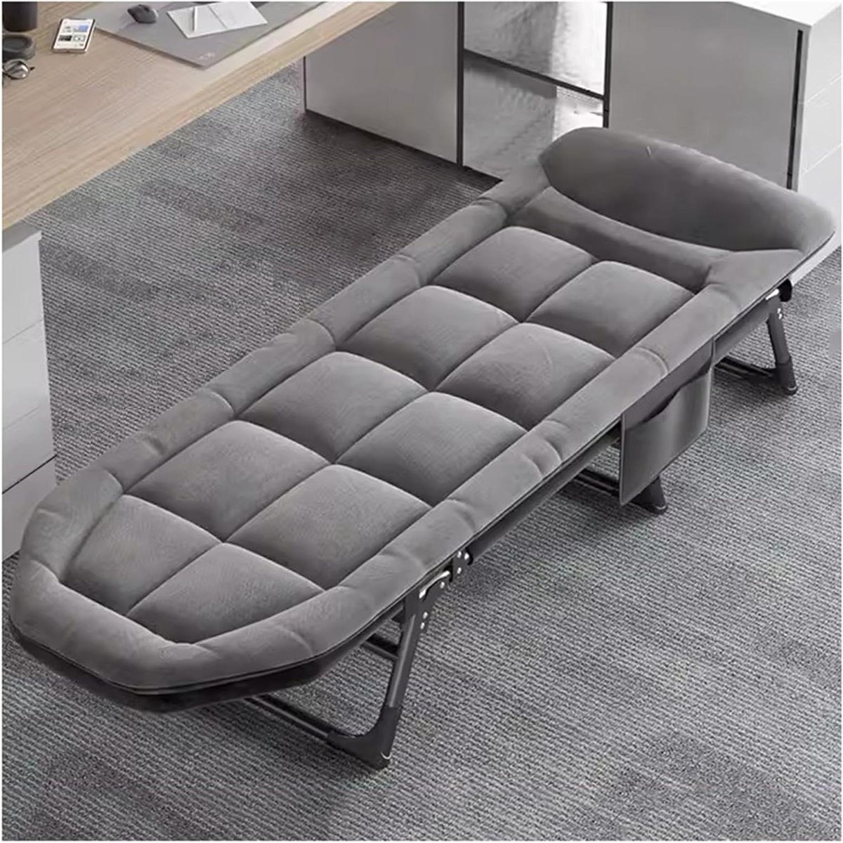Opvouwbaar campingbed - Lichtgewicht bed - Buiten ontspannen - 6 verstelbare posities - Compact opvouwbaar - Grijs