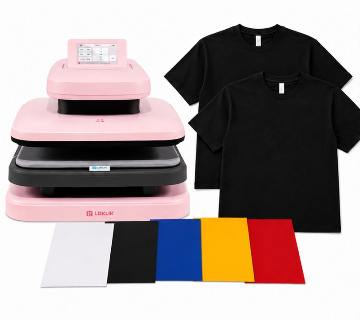 LOKLiK ImPress Auto 2-Smart Starter Set Roze | Hittepers + HTV Flexfolie + T-shirts