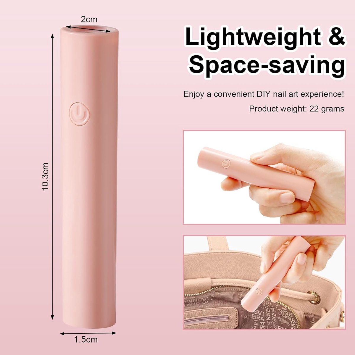 Mini UV Lamp - Nageldroger Gel - Uitharden Nagellak - Oplaadbaar Met Timer - Compact Formaat - Roze