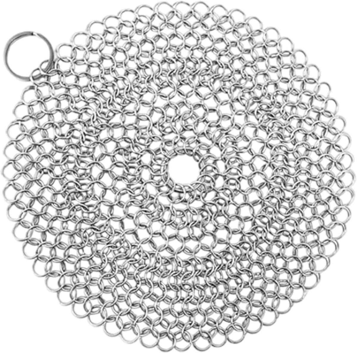 Kettingpantser Schrobber - Roestvrij Staal Gaas - Kookgerei Reinigen - Zonder Handongemak - 10x10cm - Zilver