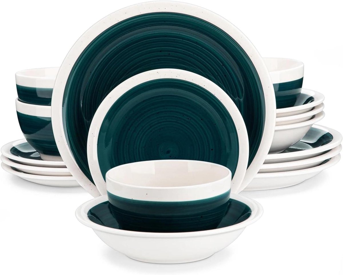 Servies Set - Diner Set - Eettafel Dekken - Steengoed Materiaal - 32 Delig - Groen