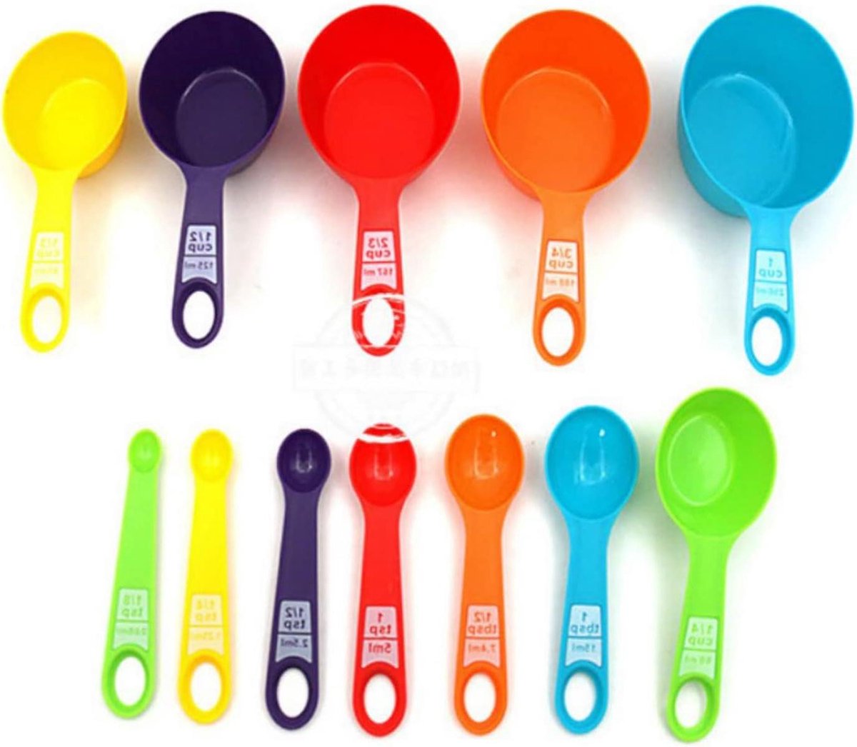 Maatlepels Set - Keukenmaatjes - Koken Bakken - Stapelbaar Ontwerp - 12 Delig - Diverse Kleuren