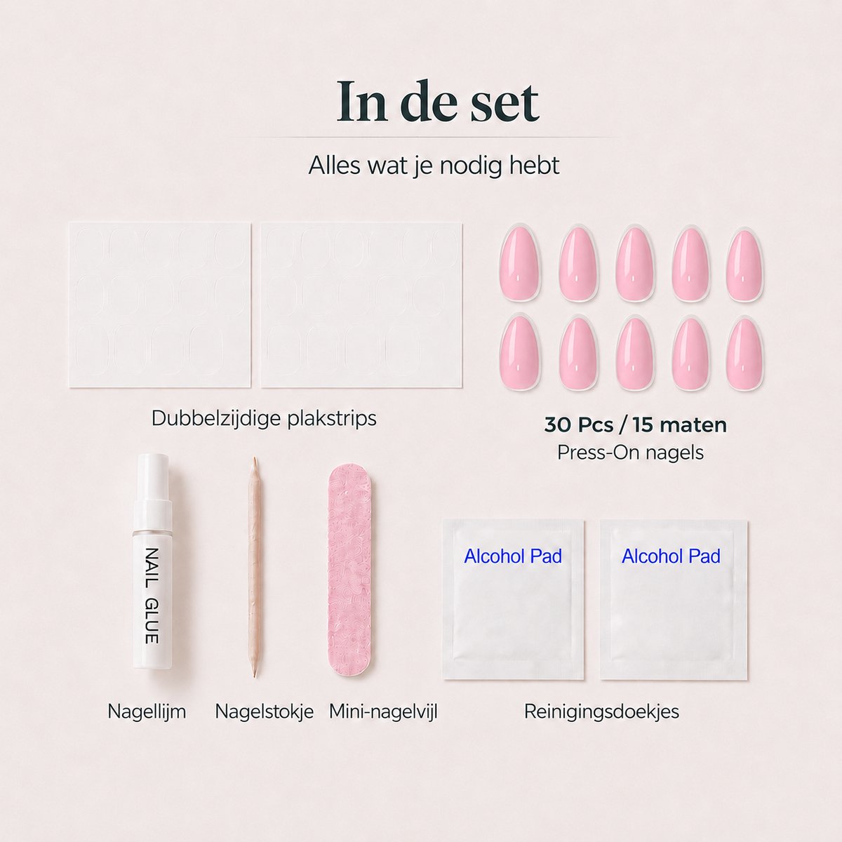 Mimo Seoul Soft Gel Press On Nails Kort - Baby Pink Short Almond (30 stuks) - Plaknagels Met Lijm & Plakstickers - Nepnagels Valse Nagels Herbruikbaar - Compleet Prep Kit — cadeau in Mode & Accessoires - foto 2