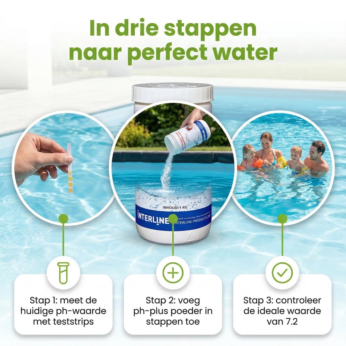 Zwembad Onderhoudspakket - Onderhoud Zwembad - bevat Stofzuiger - Scrubpad - Schepnet - Borstel - Testrips - Chloordrijver - Chloor - PH-min en PH-plus (7-delig) – foto 6