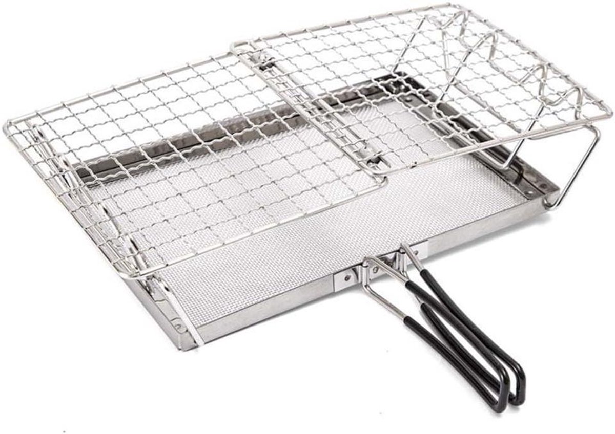 Camping Broodrooster Opvouwbare Toaster Buiten Koken Snelle Verwarming 21 x 15 cm Zilver