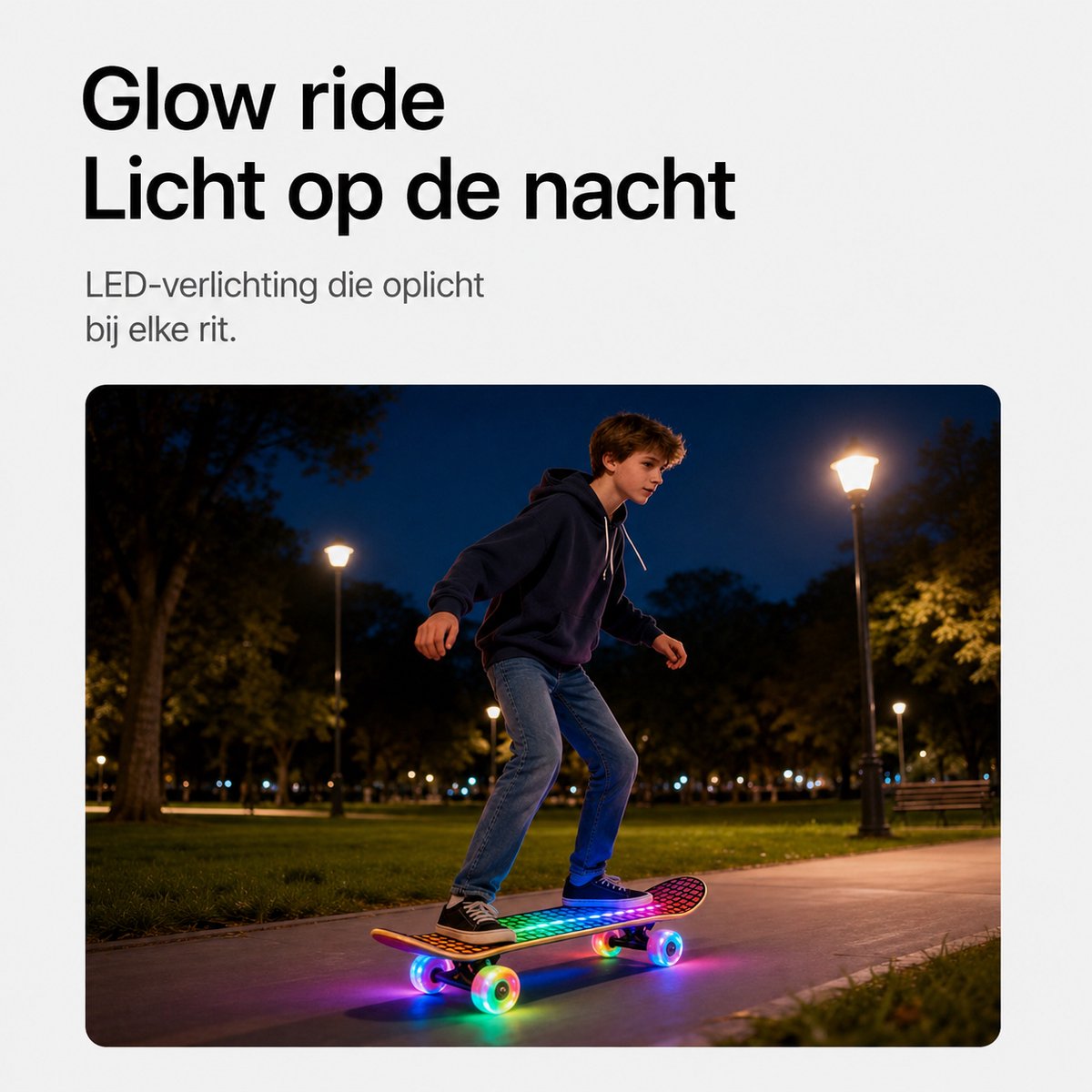 Suotu Skateboard met LED Lichtgevend Dek & Wielen - 80x20cm - ABEC-9 - 95A - Schokabsorptie - Jongens - Meisjes - Volwassenen Skateboards - Gekleurde pijlen — afbeelding 3