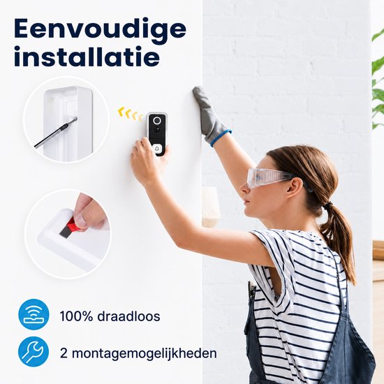 Jensaro Draadloze Videodeurbel Met Camera - 2K HD Wifi Deurbel - Bewegingsdetectie - Nachtzicht En Intercom - Met Binnenbel — afbeelding 4