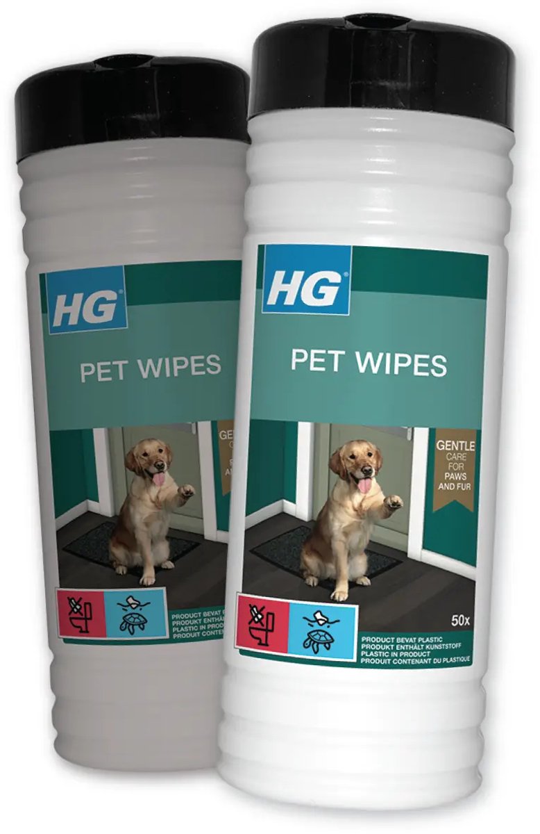 HG - Pet Wipes - Doekjes Voor Huisdieren - 50 Doekjes - Voordeelverpakking - 2 stuks