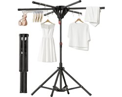 Damenzo - Droogrek - Wasrek - Droogtoren - Droogrek inklapbaar - Kleding - Rek - Draagvermogen tot 40 kg - 127x102×170 cm 6 Stangen - Zwart