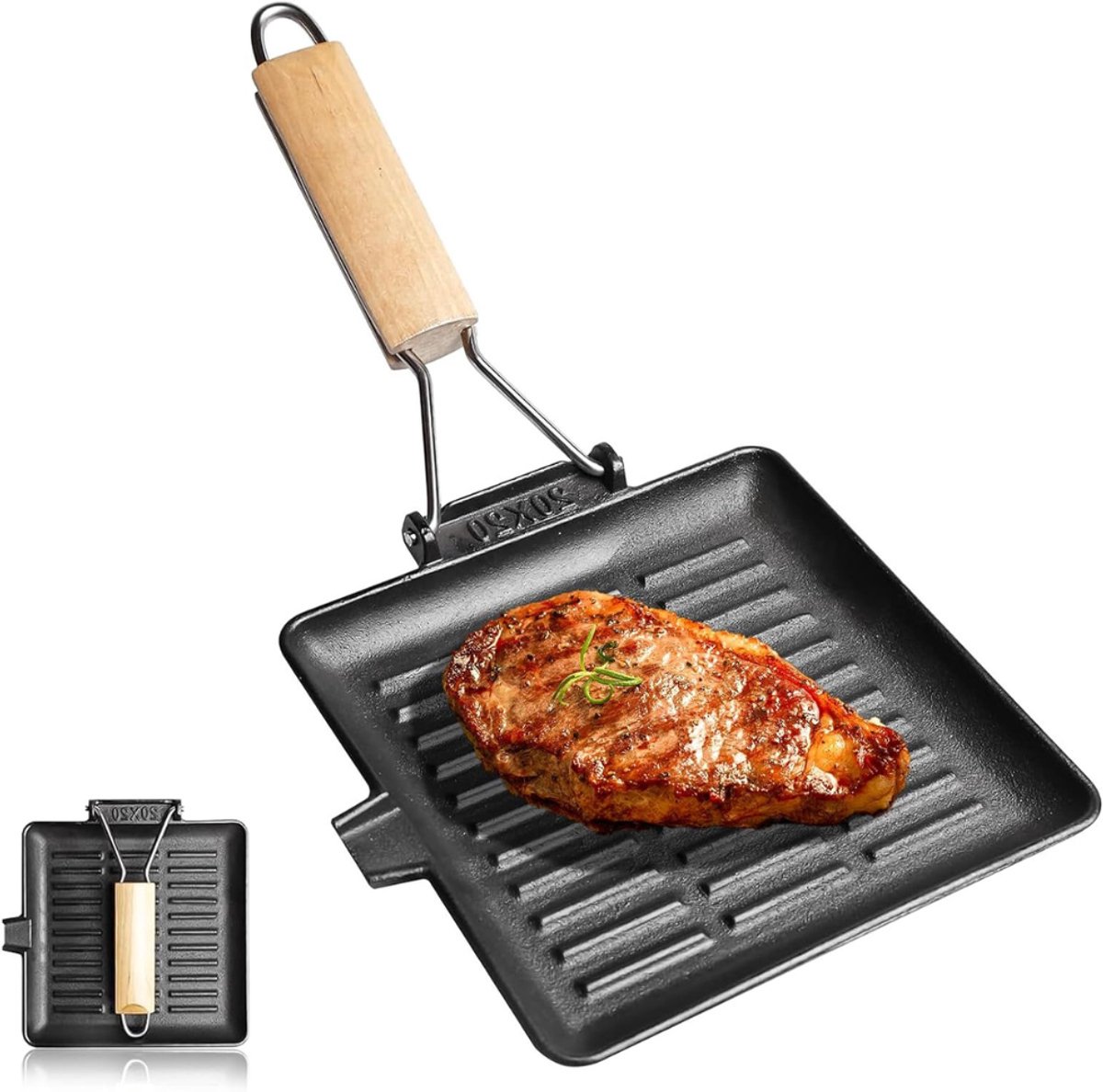 MKSS® Grillpan Inductie - Grillpannen Gietijzer - BBQ - Zwart