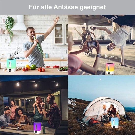 Bluetooth-luidspreker met licht, witte ruisgenerator en lichtwekker; aanraakgevoelige, dimbare nachtlamp met wekkerfunctie; een cadeau voor meisjes, jongens en kinderen. — afbeelding 2