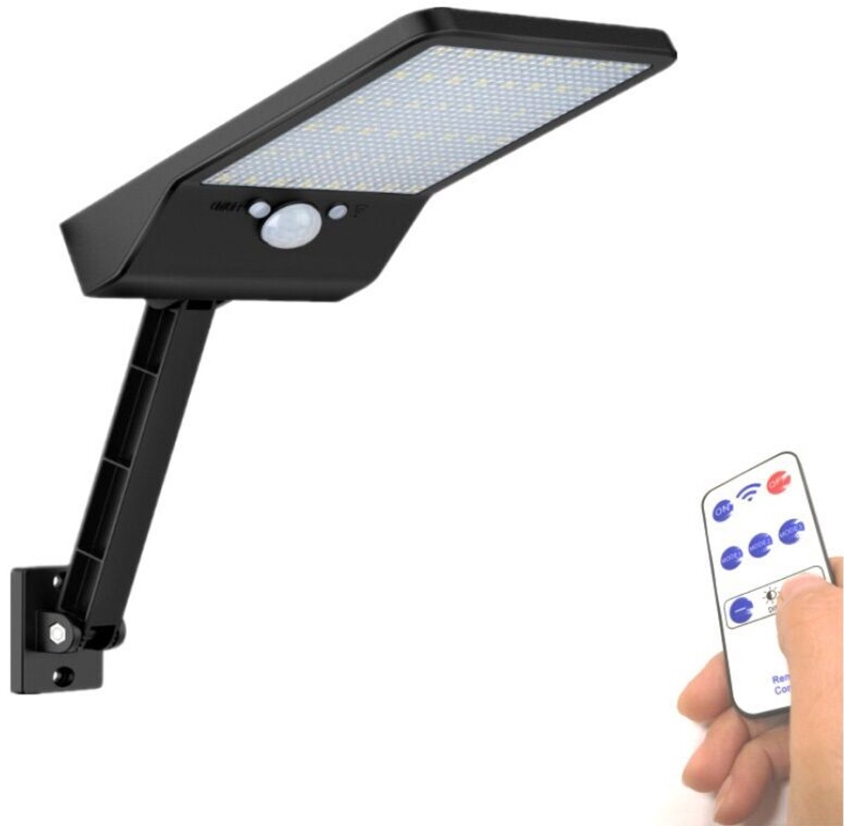 Deze set van twee solar buitenlampen bevat een bewegingssensor, 48 ledlampjes, een afstand