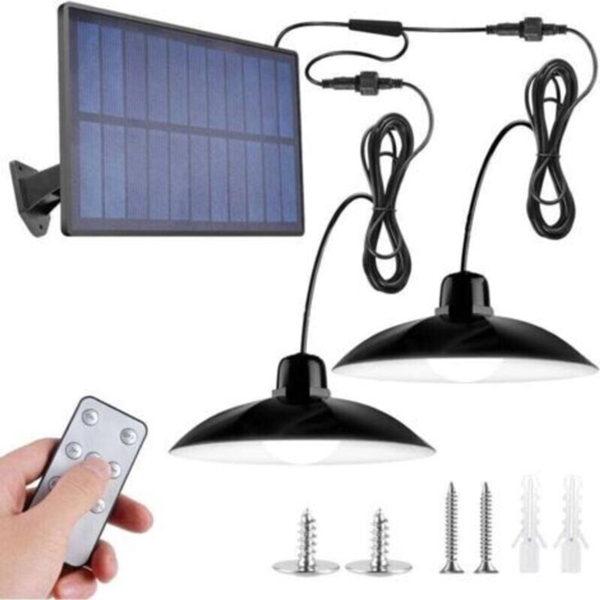 Buitenlamp geschikt voor LED-verlichting op zonne-energie, verstelbare bewegingssensor en afstandsbediening, waterdicht, geschikt voor garages, tuinhuisjes, schuren, campings, terrassen, kippenhokken, stallen en andere plekken.