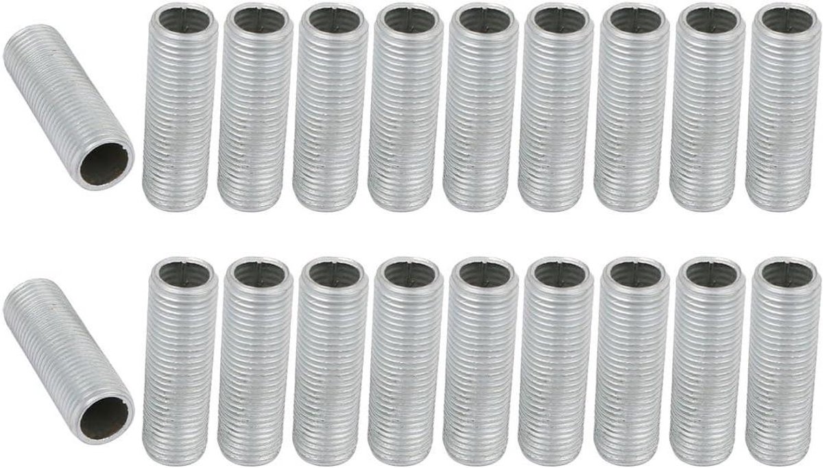 Verbindingsslang M10 - Lampenbuis Nippel - Lampen Repareren - Volledig Schroefdraad - 30 mm - Zilverkleurig