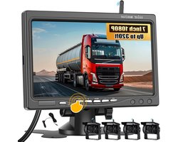 Achteruitrijcamera Set - Parkeerhulp Camera - Veilig Parkeren - 4x Draadloze Camera - 7 Inch HD Scherm - Zwart
