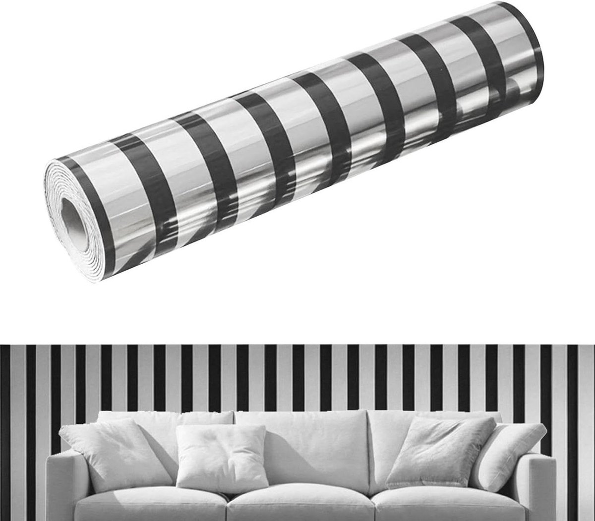 Spiegel Stickers voor Muren - Zilverkleurige Moderne Gestreepte Design Decals,Zelfklevende