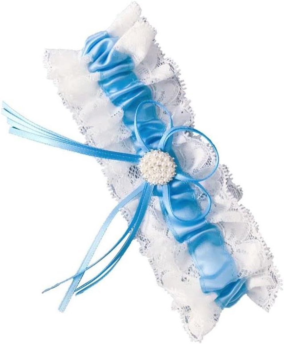 Kousenband Bruid - Bruidsaccessoire Been - Bruiloft Aankleden - Elastisch Kant - 40-60 cm - Blauw