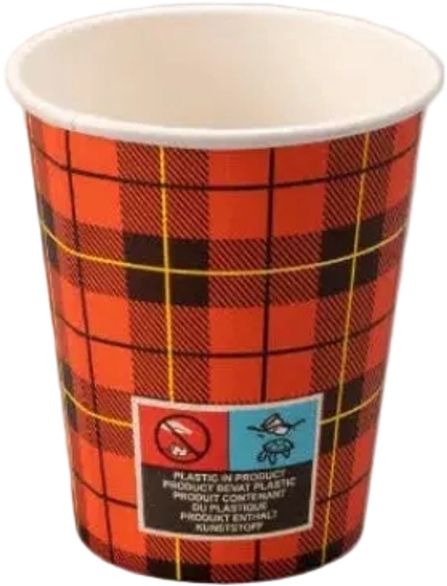 2500x Kartonnen koffiebeker 150cc 6oz Schotse ruit scotty FSC Mix- Lasentopack