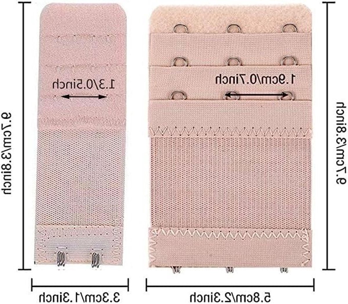 Set van 6 Bh Extensies, Bh Verlenging, Bh Versterker, Comfortabele Elastische Sluiting voor Dames, 3 Rijen x 3 Haakjes, 3 Rijen x 2 Haakjes, Multikleur, Ideaal voor Meer Comfort en Pasvorm