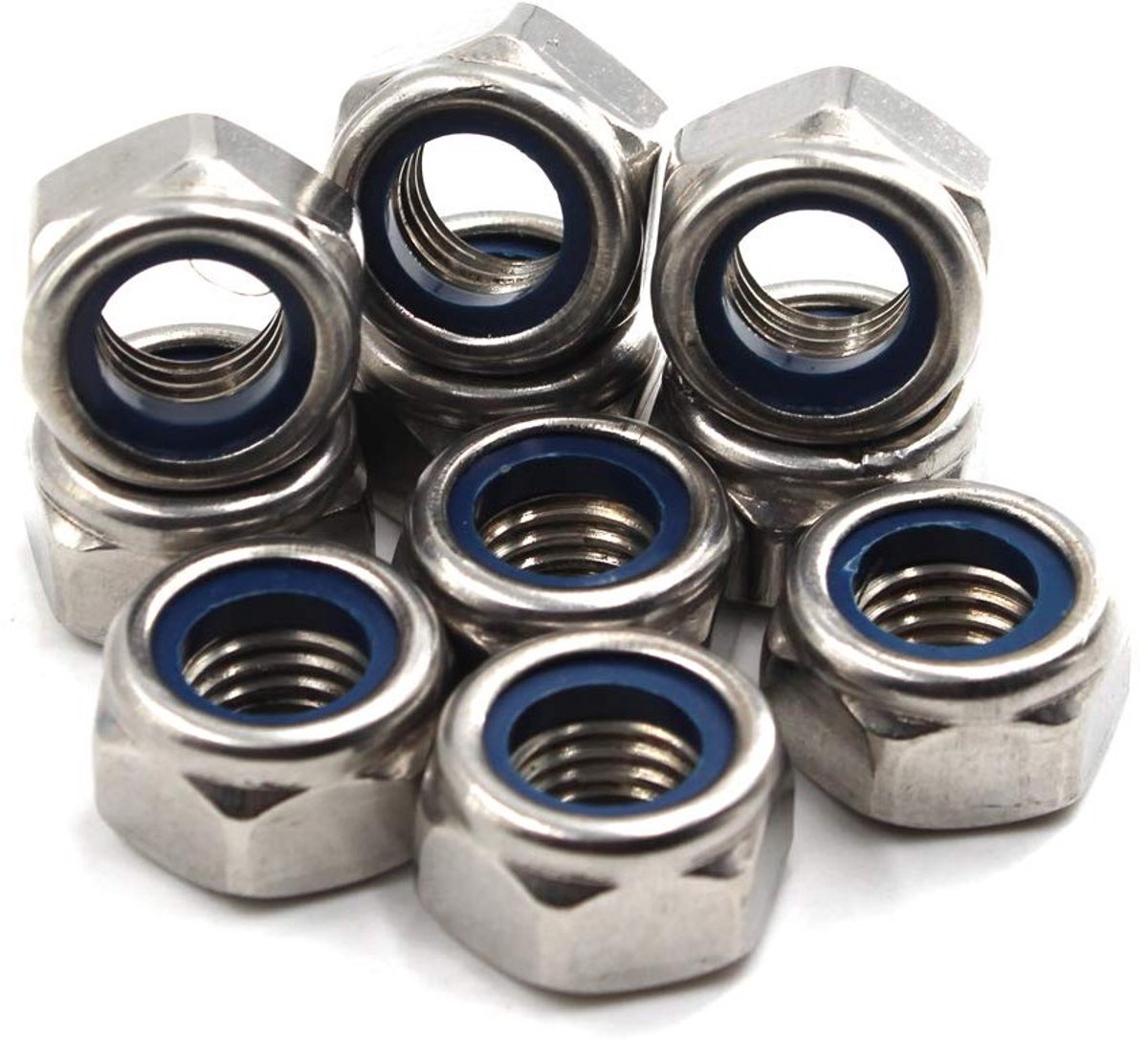 Nylon Insert Lock Nut van 304 RVS - Set van 50 Stuks, Duurzaam en Corrosiebestendig voor Diverse Toepassingen