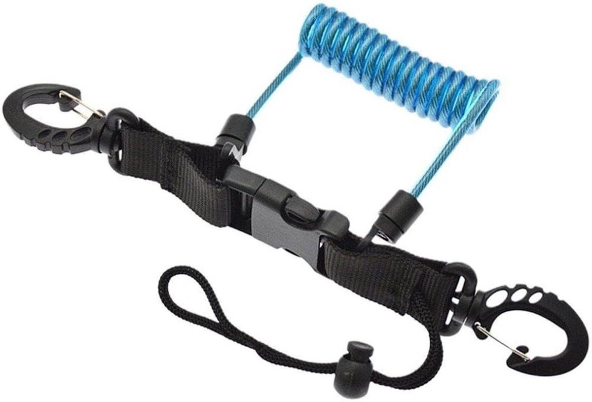 Duik Camera Lanyard - Spiraalkoord Camera Bevestiging - Onderwater Fotografie - Roestvrij Staal - N.v.t. - Zwart