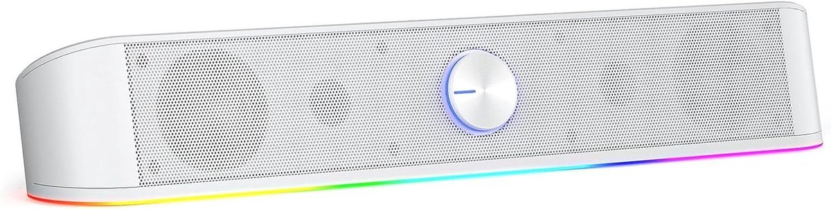 Desktop Soundbar - Computerluidspreker - Muziek Luisteren - Dynamische RGB Verlichting - 40 cm Lengte - Wit
