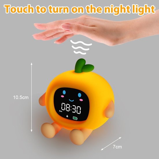 Kinderwekker - Slaaptrainer Klok - Kind Leren Slapen - Zonsopgang Simulatie - 12 cm - Oranje — afbeelding 3