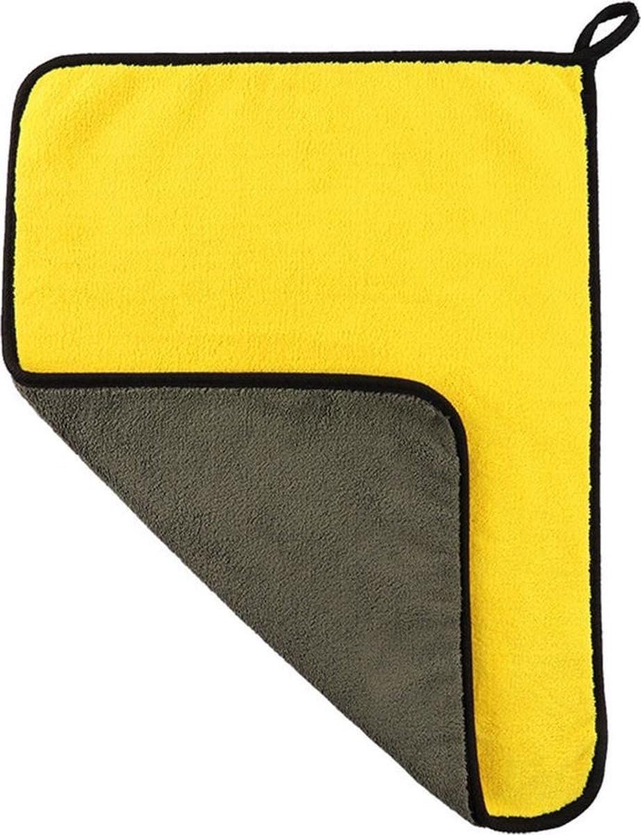 Autodroogdoeken - Microvezeldoeken - Auto poetsen - Zeer absorberend - 30x40 cm - Geel grijs