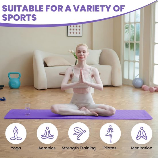 Yogamat - Fitnessmat Oefenmat - Balans Oefenen - Dubbelzijdig Antislip - 183 x 61 cm - Blauw van Yogamat — afbeelding 4