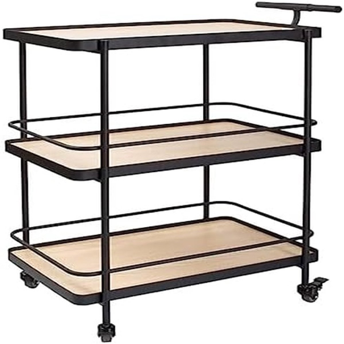 3-laags serveerwagen op wielen 69x38x90 cm – luxe industriële barwagen met metalen frame & multifunctionele keuken trolley voor horeca, catering, woonkamer en opslag – Mobili Bella